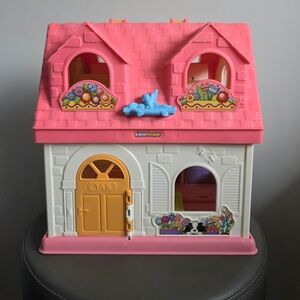 Fisher Price Little People Dollhouse Carry Case Pink Foldable Playset House 2015